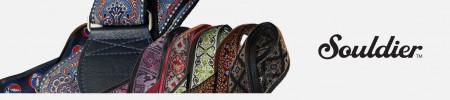 Souldier custom guitar straps available for music retail outlets, supplied by 440 Distribution. 